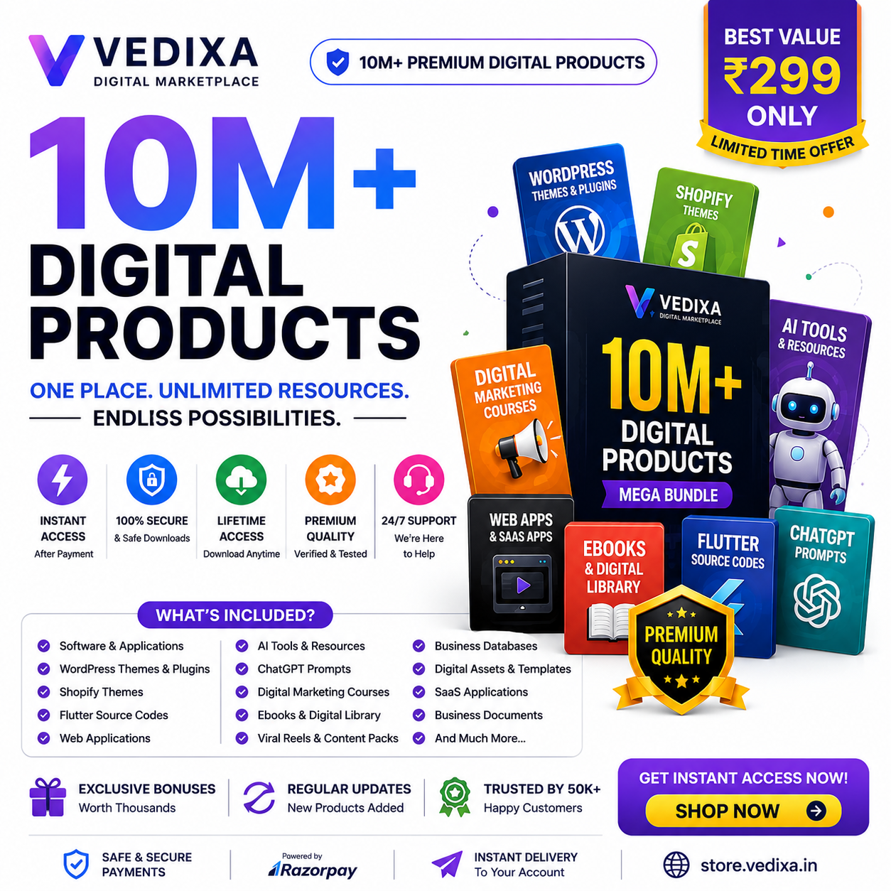 VEDIXA 10M+ Digital Products Bundle
